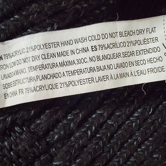 VTG Forever 21 Womens Sweater Cable Knit Asymmetric Zipper Size L Gray Black - Picture 11 of 15